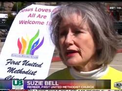 Methodist Laywomen Suzie Bell says barring her church from the Easter Parade was an act of anti-LGBT discrimination. 